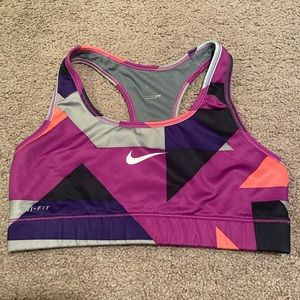 Nike Pro Sports Bra Purple Geometric Size S
